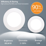 Twispers 12W Dimmable Recessed Downlight, 6 Inch Durable Ceiling Panel Light with Junction Box, 3CCT Warm, Natural and White Light Options, ETL & Energy Star Certified